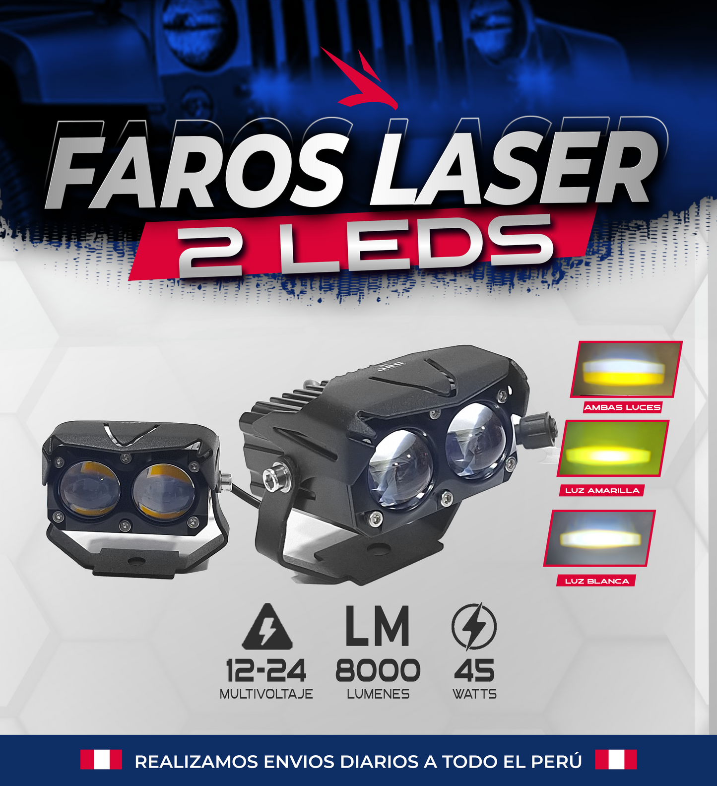 FARO LASER 2 LEDS CON VENTILADOR INCORPORADO JRC-U29