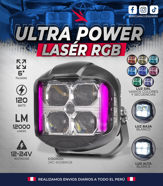 FARO ULTRAPOWER LASER DE 6 PULG CON DRL EN RGB   JRC-6008RGB