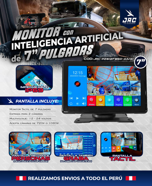 MONITOR PREMIUM DE 7 PULG CON INTELIGENCIA ARTIFICIAL  JRC-PZ612FBSD-4AHD